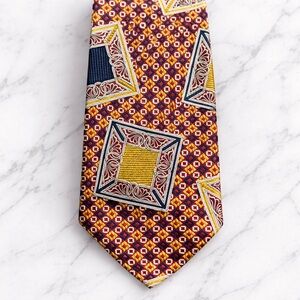 Gianni Versace Vintage Silk Tie Geometric Medallion Italy